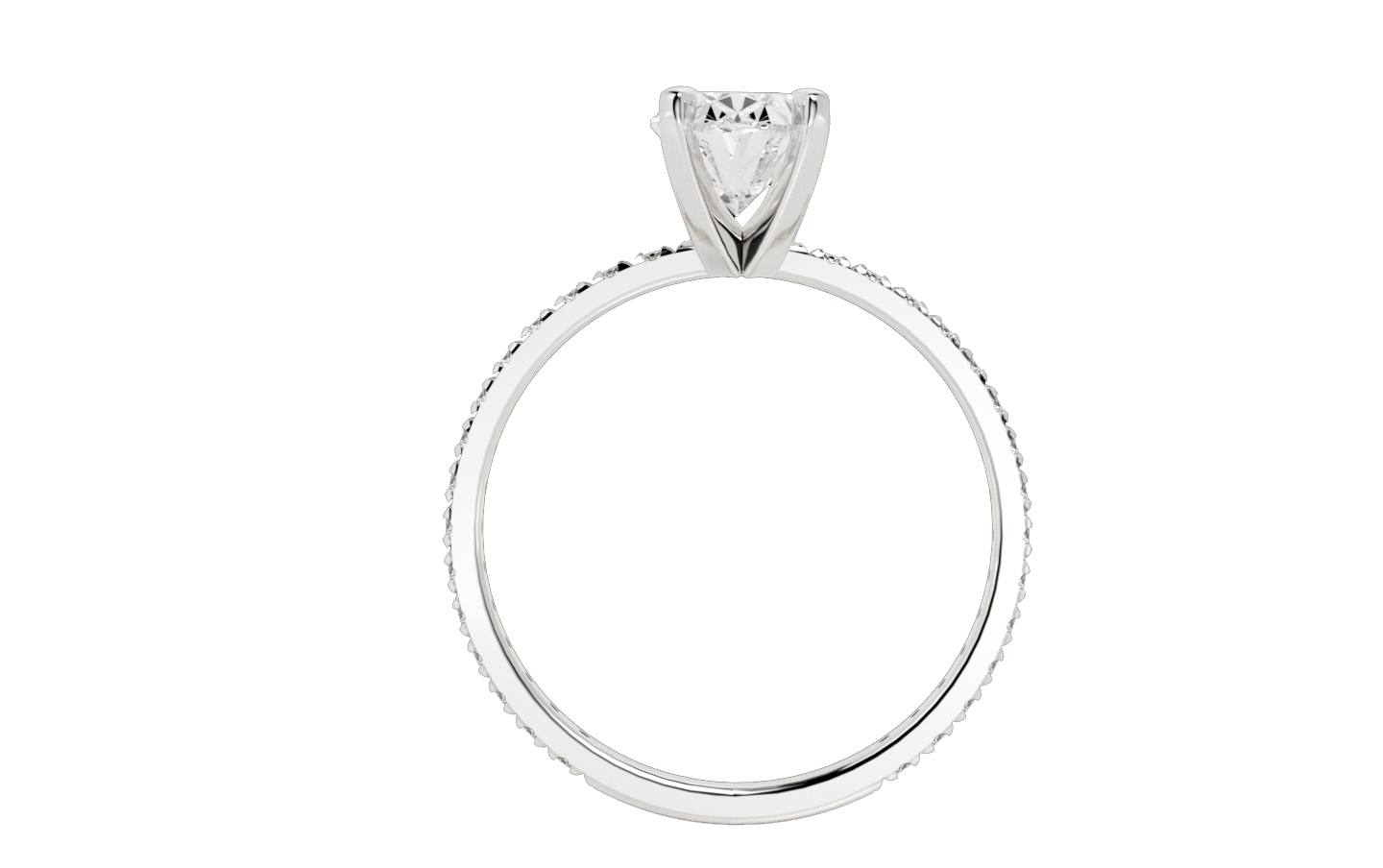 Centenary Oval Pave Moissanite Engagement Ring White Gold